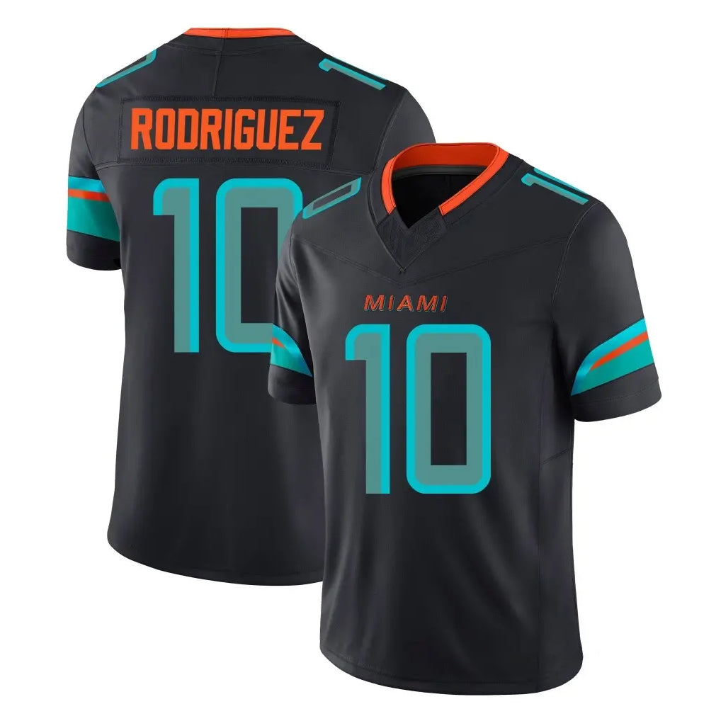 Choea M.Dolphins #10 Jacob Rodriguez Player Black Limited Pitch Rivalries Collection Home Game Stitched Jerseys
