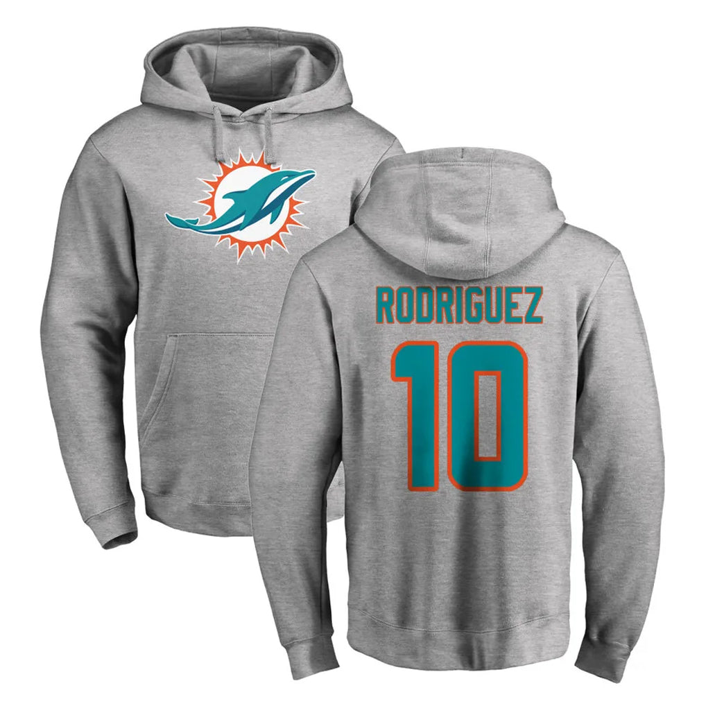 Choea M.Dolphins #10 Jacob Rodriguez Player Gray LOGO Pullover Hoodies Limited Stitched Jerseys