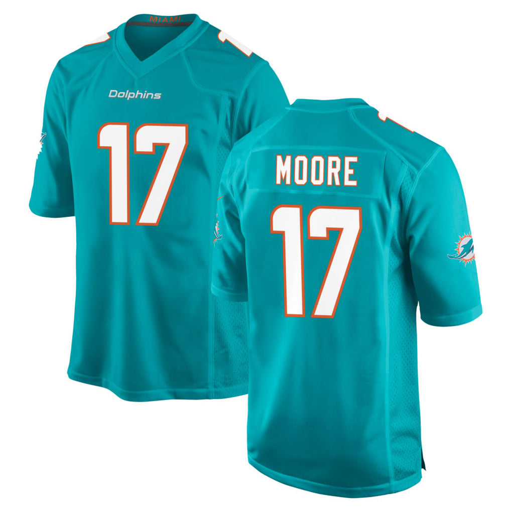 Choea M.Dolphins #17 Trey Moore Player Aqua Home Game Stitched Jerseys