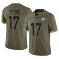 Choea M.Dolphins #17 Trey Moore Player Olive Salute To Service Limited Stitched Jerseys