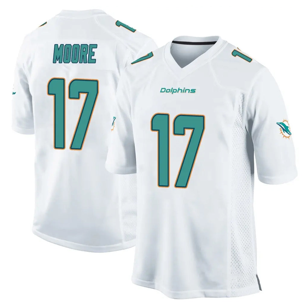 Choea M.Dolphins #17 Trey Moore Player White Home Game Stitched Jerseys