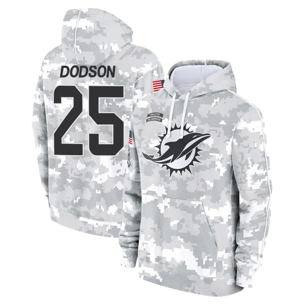 Choea M.Dolphins #25 Tyrel Dodson Player Arctic Camo Salute to Service Hoodies Limited Game Stitched Jerseys