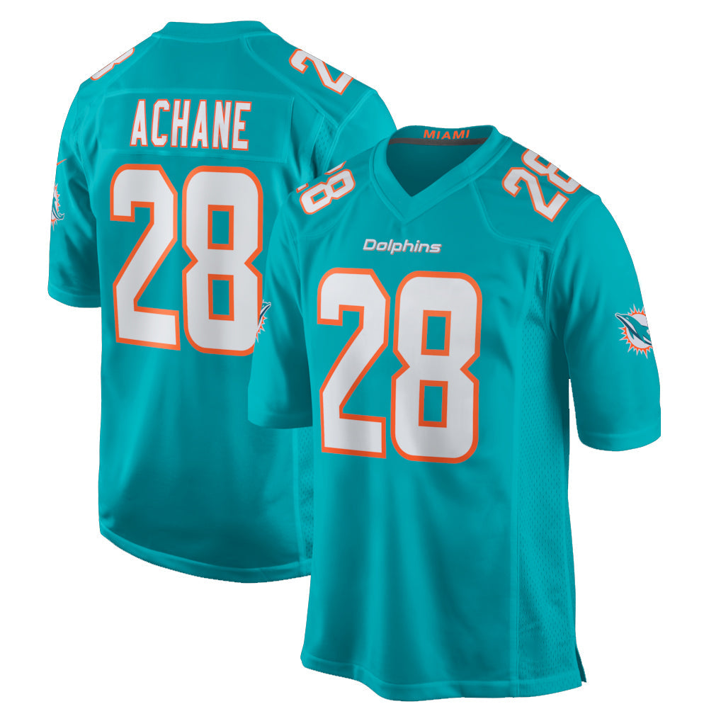 Choea M.Dolphins #28 De'Von Achane Player Aqua Home Game Stitched Jerseys