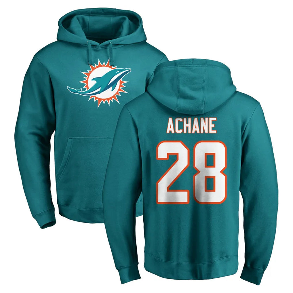 Choea M.Dolphins #28 De'Von Achane Player Aqua LOGO Pullover Hoodies Limited Stitched Jerseys