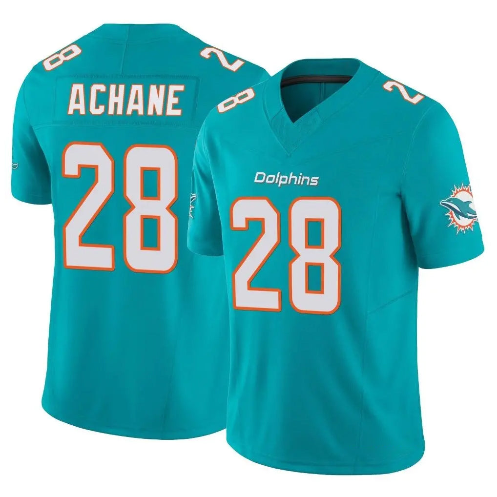 Choea M.Dolphins #28 De'Von Achane Player Aqua Limited Vapor F.U.S.E. Home Game Stitched Jerseys