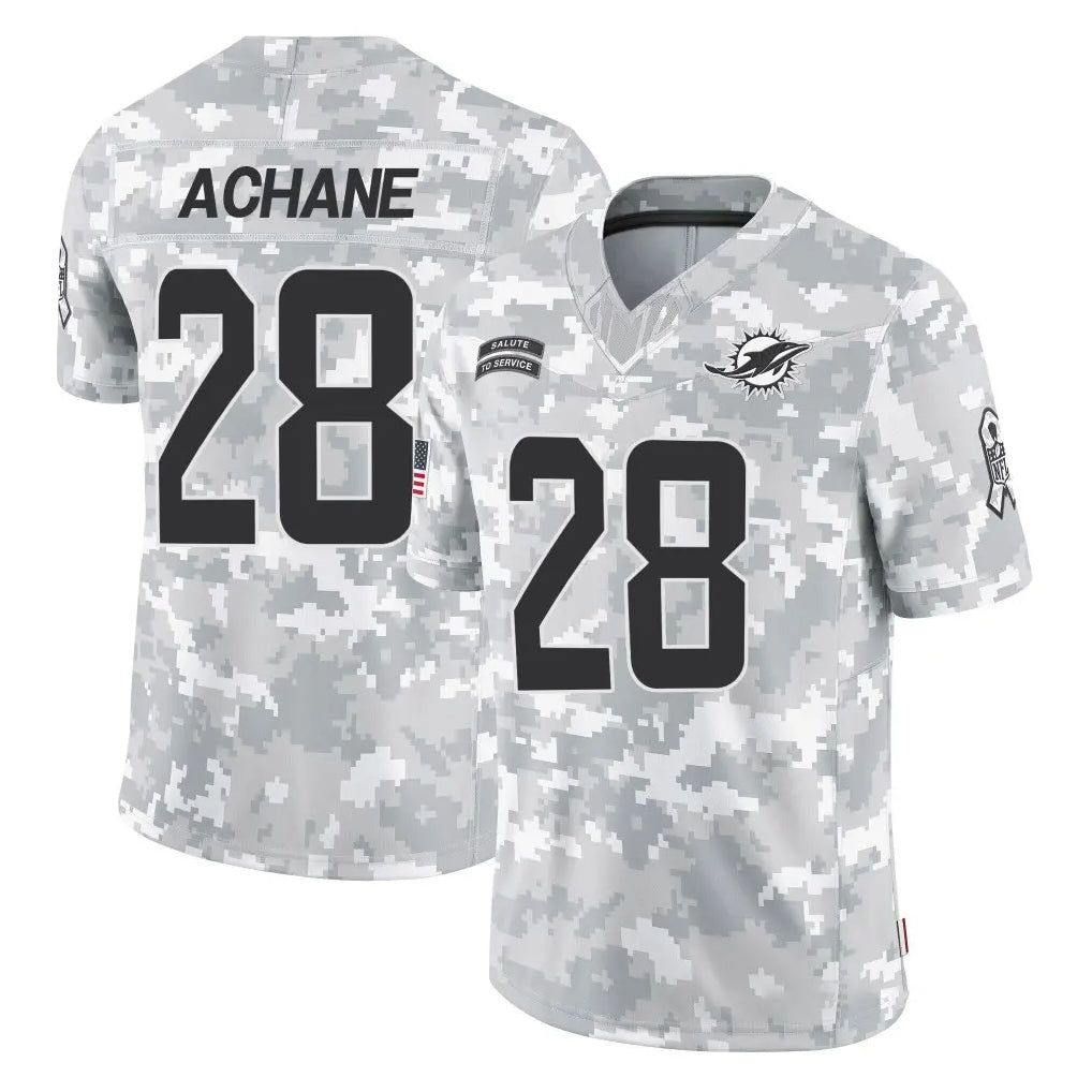 Choea M.Dolphins #28 De'Von Achane Player Arctic Camo Salute To Service Limited Game Stitched Jerseys