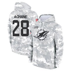 Choea M.Dolphins #28 De'Von Achane Player Arctic Camo Salute to Service Hoodies Limited Game Stitched Jerseys