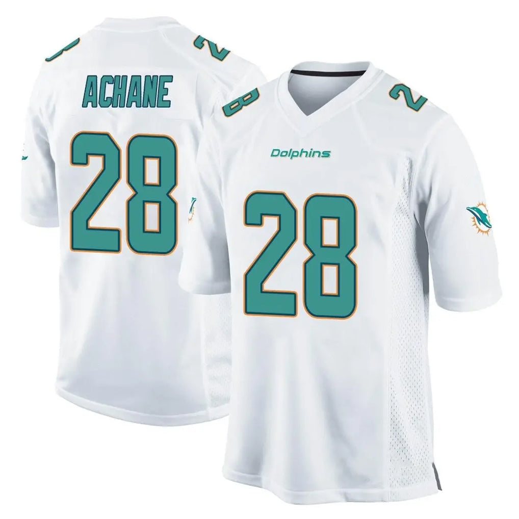 Choea M.Dolphins #28 De'Von Achane Player White Home Game Stitched Jerseys
