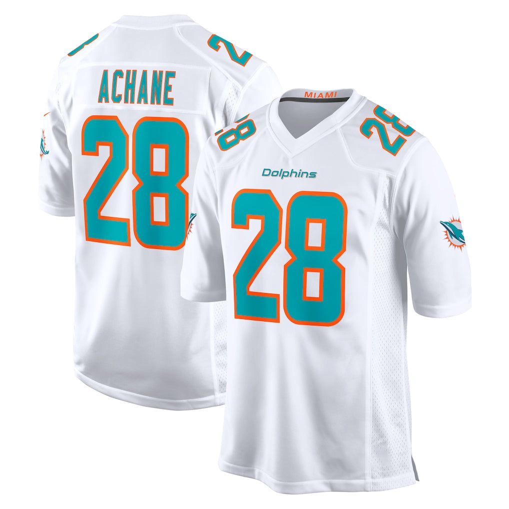 Choea M.Dolphins #28 De'Von Achane Player White Limited Home Game Stitched Jerseys