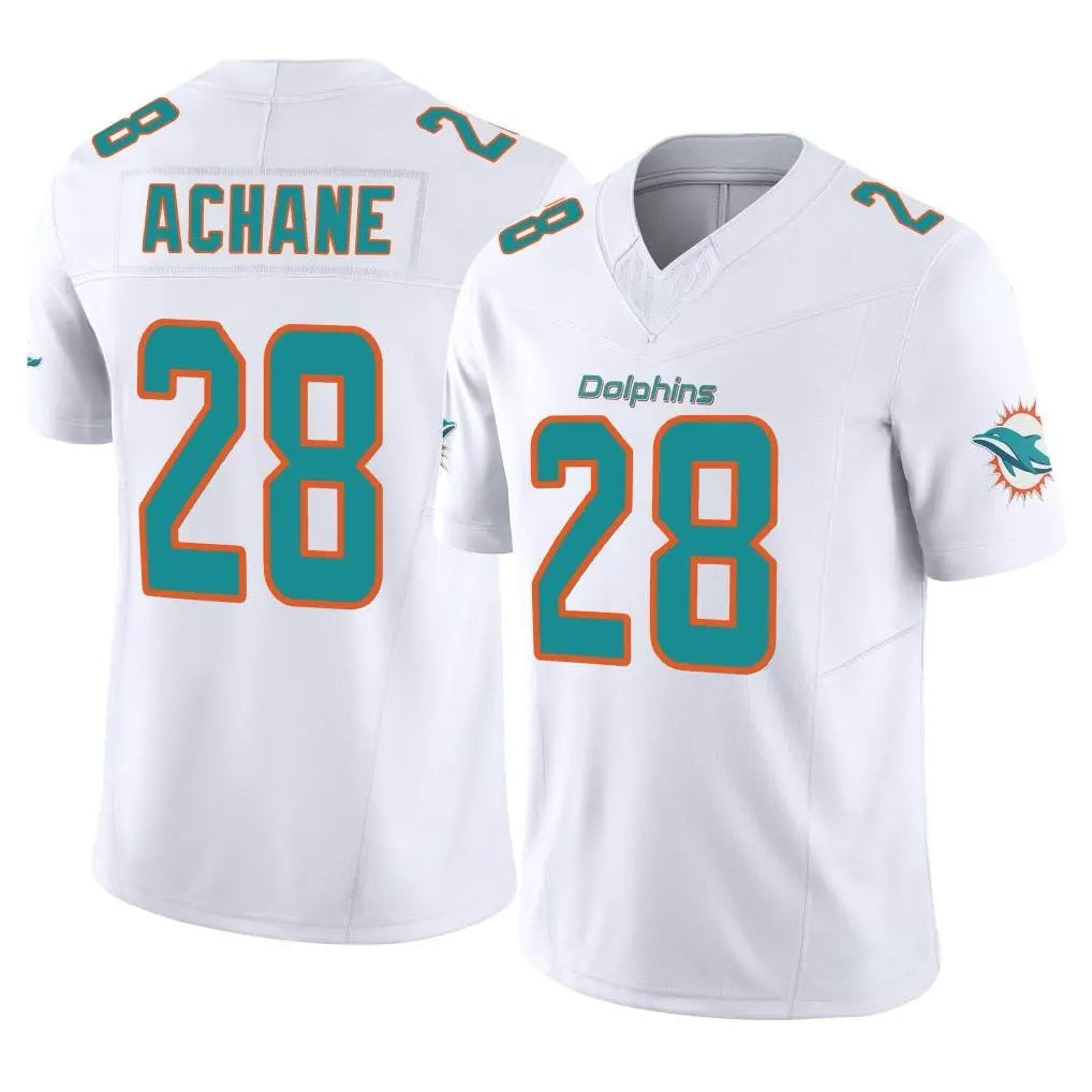 Choea M.Dolphins #28 De'Von Achane Player White Limited Vapor F.U.S.E. Home Game Stitched Jerseys