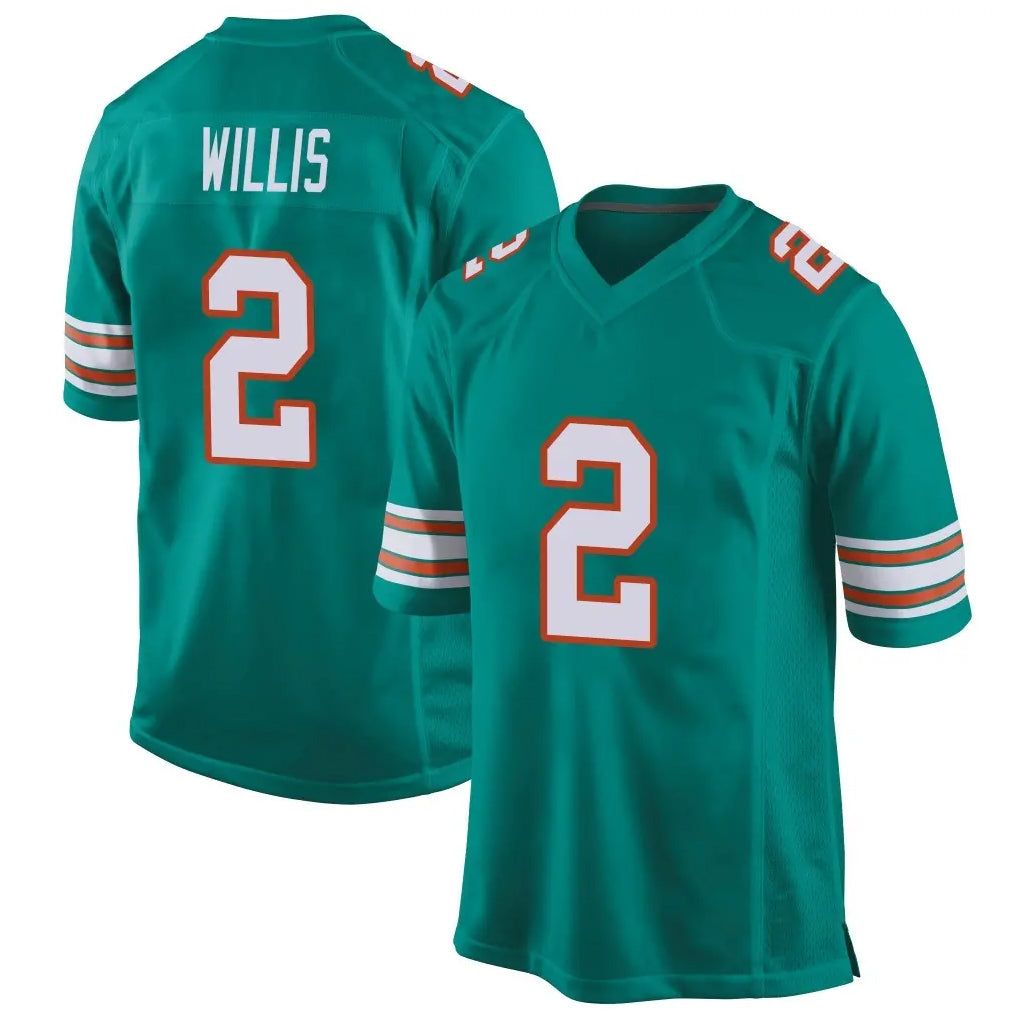 Choea M.Dolphins #2 Malik Willis Player Aqua Alternate Home Game Stitched Jerseys