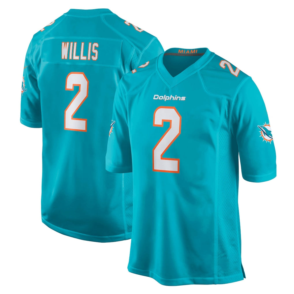 Choea M.Dolphins #2 Malik Willis Player Aqua Home Game Stitched Jerseys