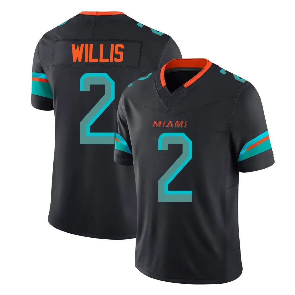 Choea M.Dolphins #2 Malik Willis Player Black Limited Pitch Rivalries Collection Home Game Stitched Jerseys