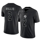 Choea M.Dolphins #2 Malik Willis Player Black Reflective Limited Game Stitched Jerseys