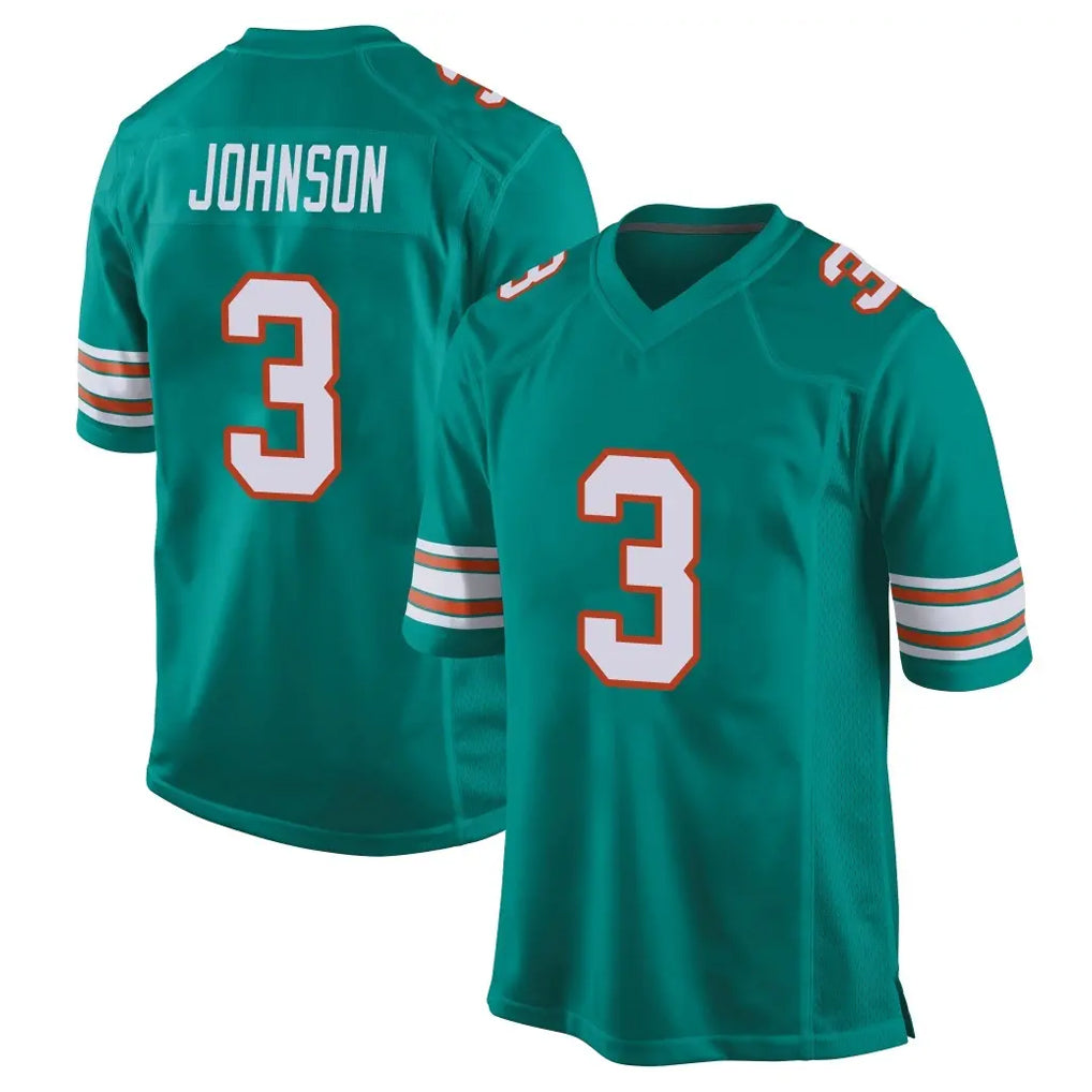 Choea M.Dolphins #3 Chris Johnson Player Aqua Alternate Home Game Stitched Jerseys