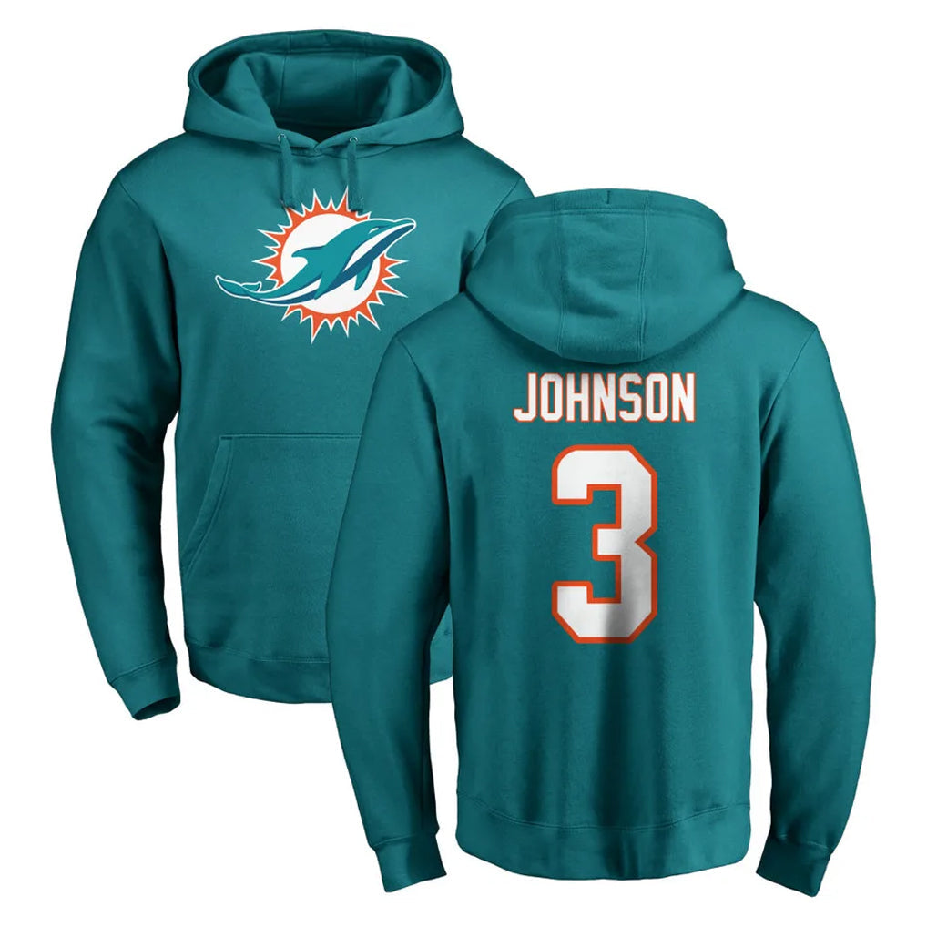 Choea M.Dolphins #3 Chris Johnson Player Aqua LOGO Pullover Hoodies Limited Stitched Jerseys