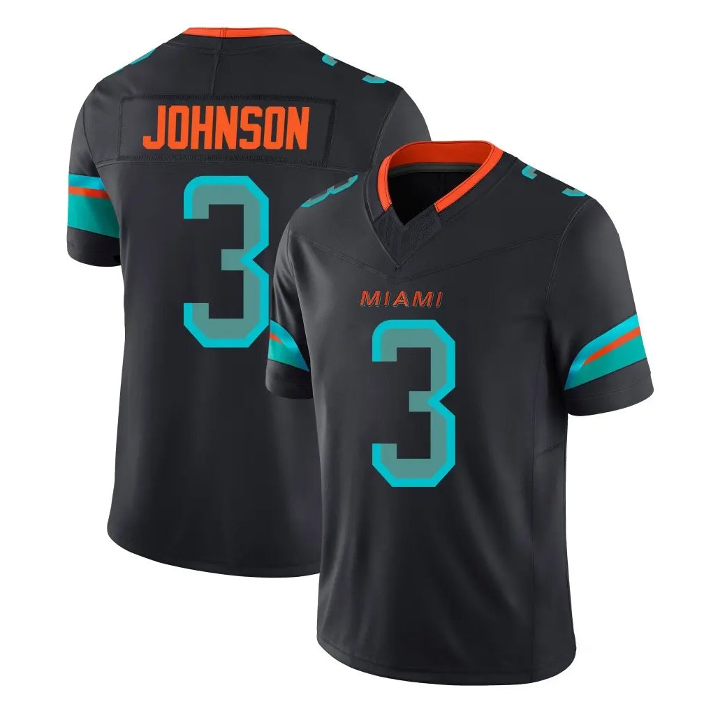 Choea M.Dolphins #3 Chris Johnson Player Black Limited Pitch Rivalries Collection Home Game Stitched Jerseys