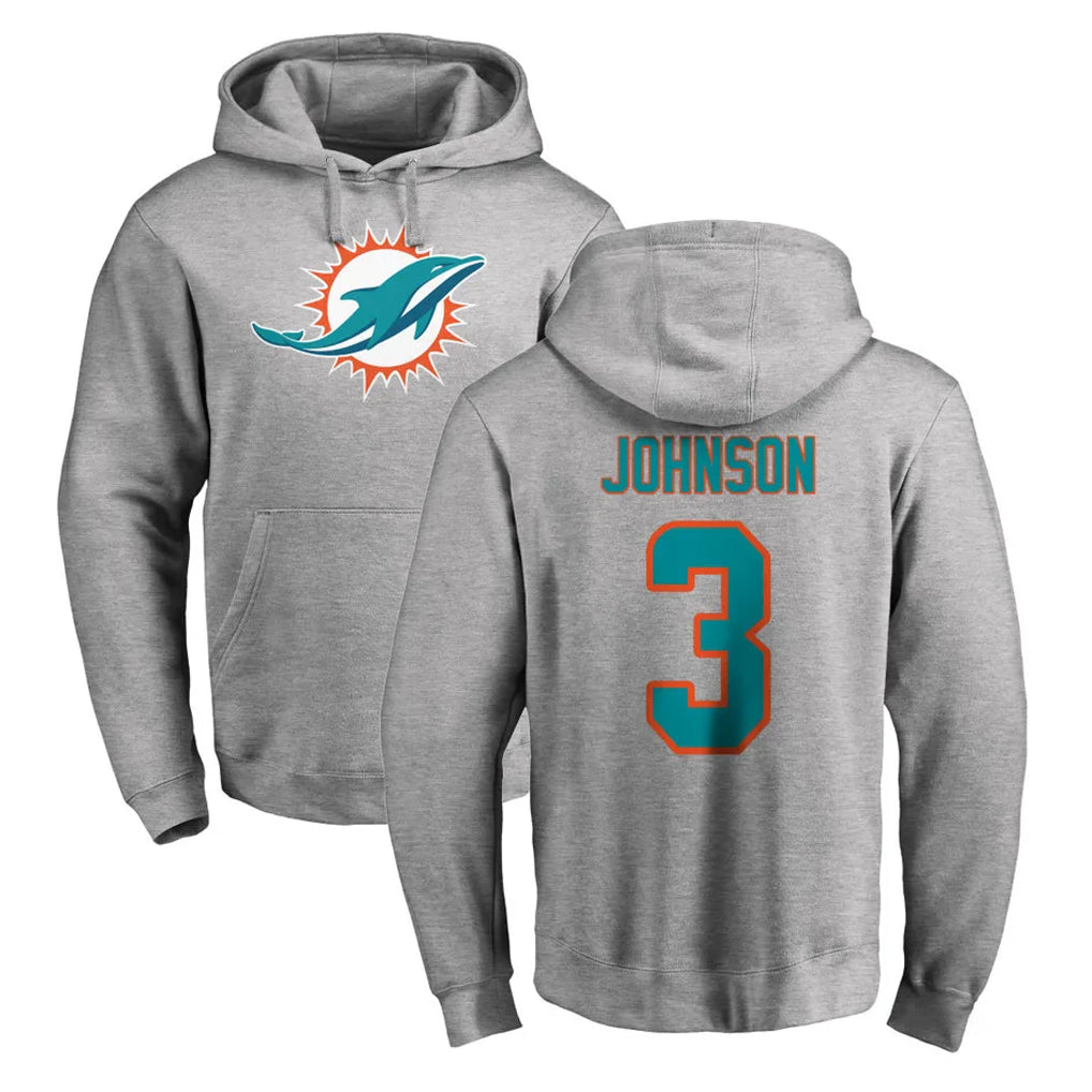 Choea M.Dolphins #3 Chris Johnson Player Gray LOGO Pullover Hoodies Limited Stitched Jerseys