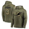 Choea M.Dolphins #3 Chris Johnson Player Olive Salute to Service Pullover Hoodies Home Game Stitched Jerseys