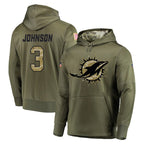 Choea M.Dolphins #3 Chris Johnson Player Olive Salute to Service Pullover Hoodies Home Game Stitched Jerseys