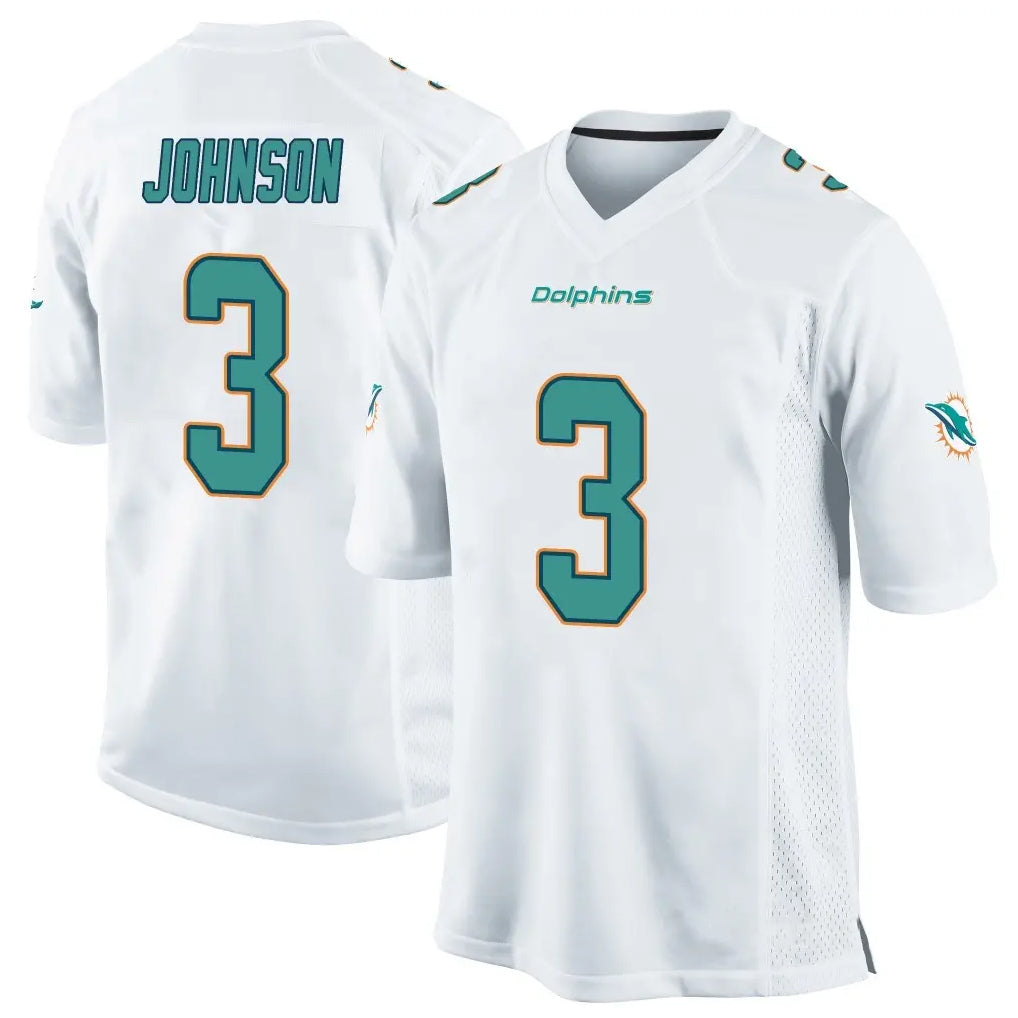 Choea M.Dolphins #3 Chris Johnson Player White Home Game Stitched Jerseys
