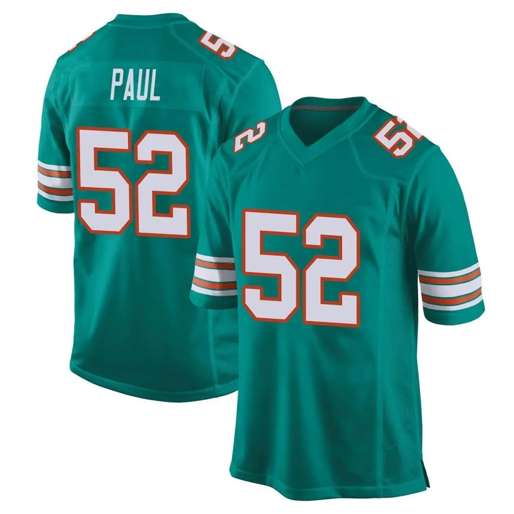 Choea M.Dolphins #52 Patrick Paul Player Aqua Alternate Home Game Stitched Jerseys
