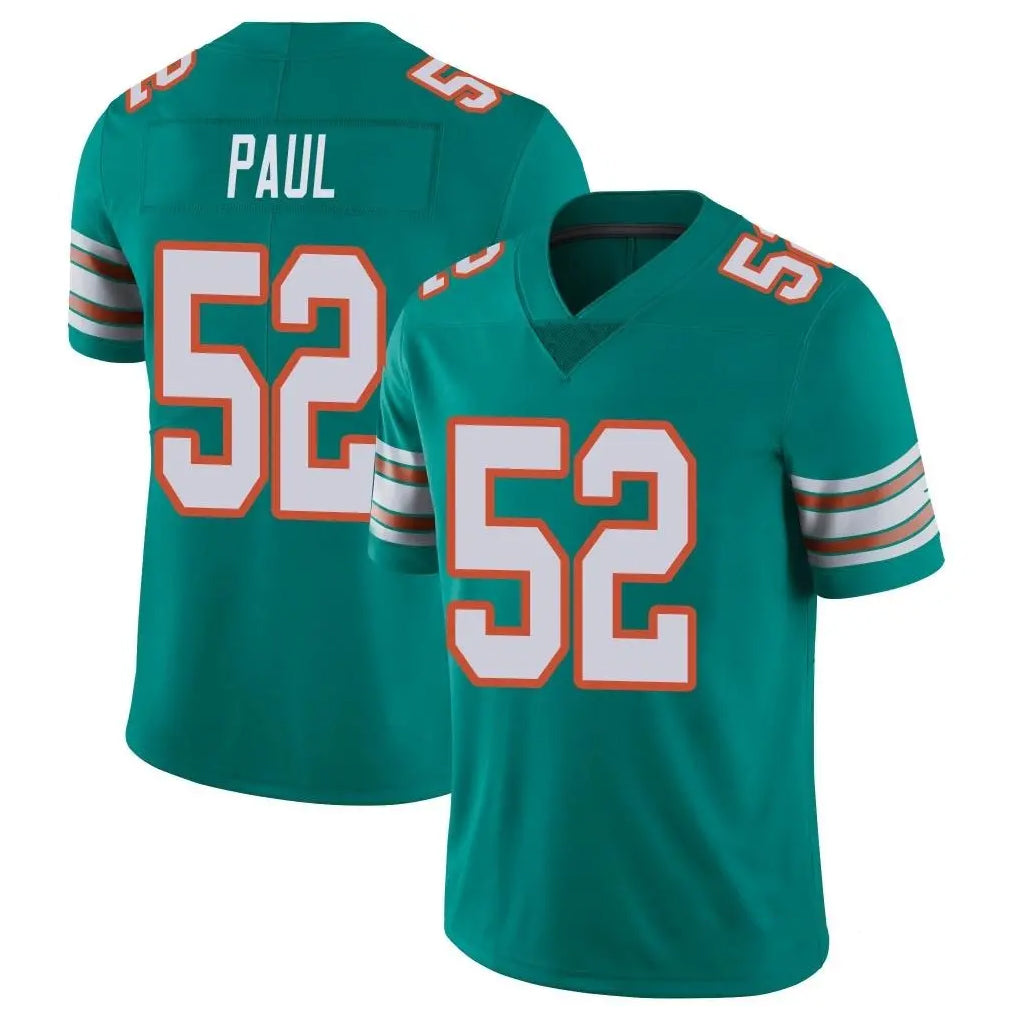 Choea M.Dolphins #52 Patrick Paul Player Aqua Limited Alternate Vapor Untouchable Home Game Stitched Jerseys