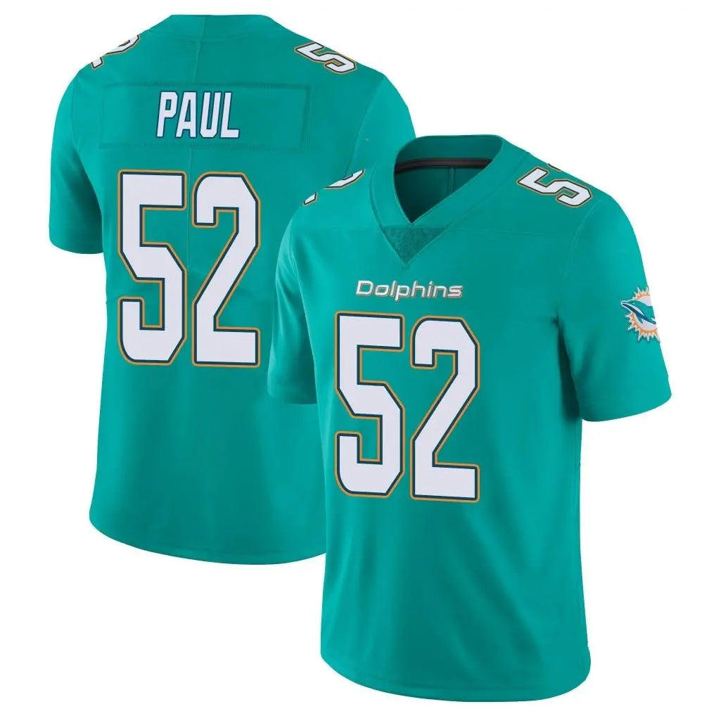 Choea M.Dolphins #52 Patrick Paul Player Aqua Limited Vapor Untouchable Home Game Stitched Jerseys