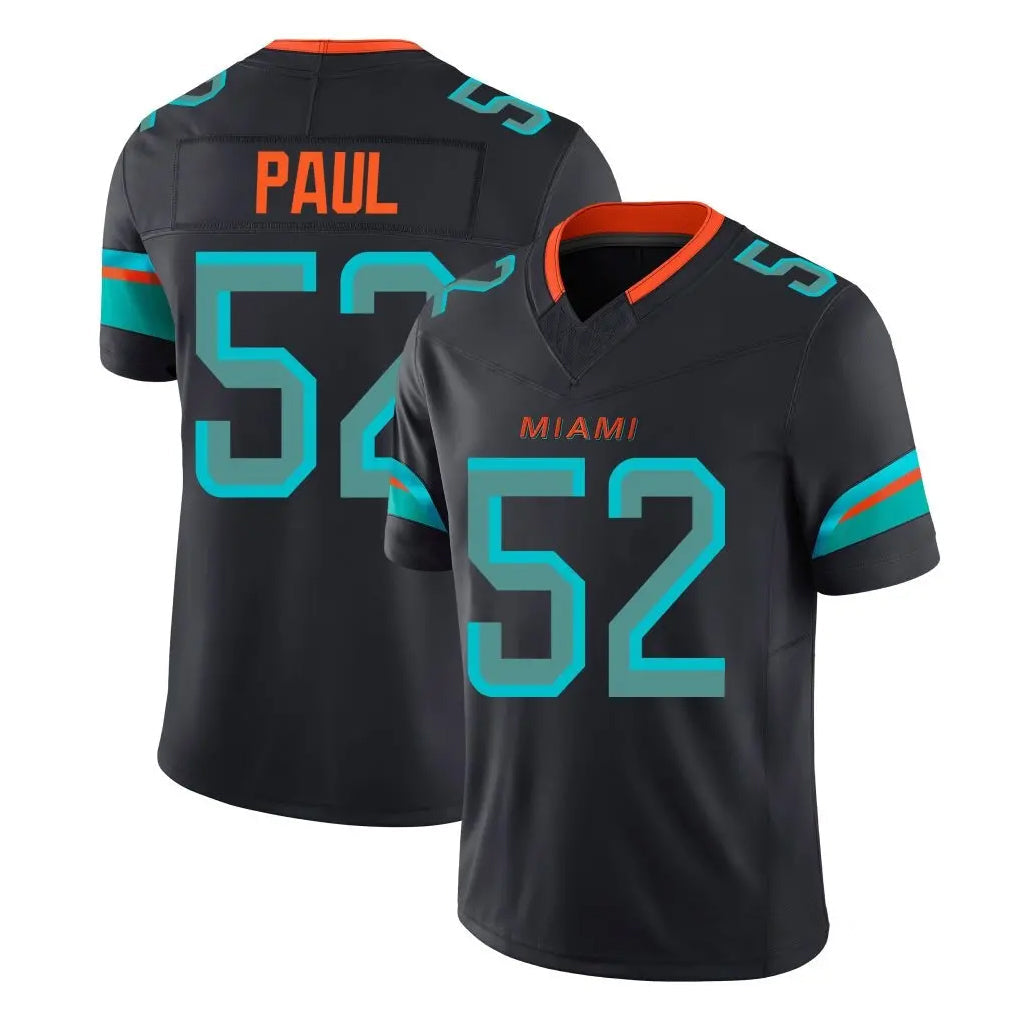 Choea M.Dolphins #52 Patrick Paul Player Black Limited Pitch Rivalries Collection Home Game Stitched Jerseys
