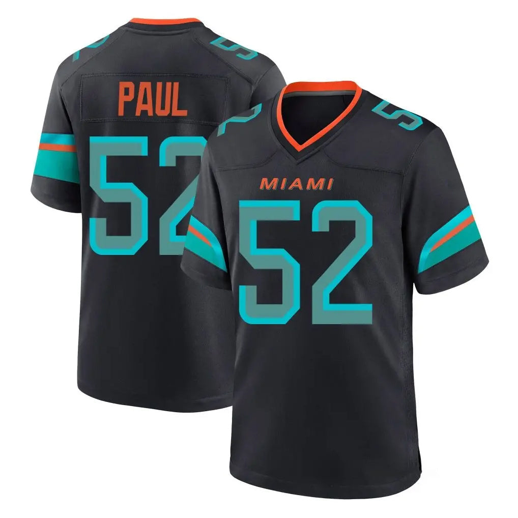 Choea M.Dolphins #52 Patrick Paul Player Black Pitch Rivalries Collection Home Game Stitched Jerseys