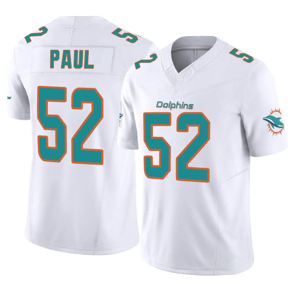 Choea M.Dolphins #52 Patrick Paul Player White Limited Vapor F.U.S.E. Home Game Stitched Jerseys