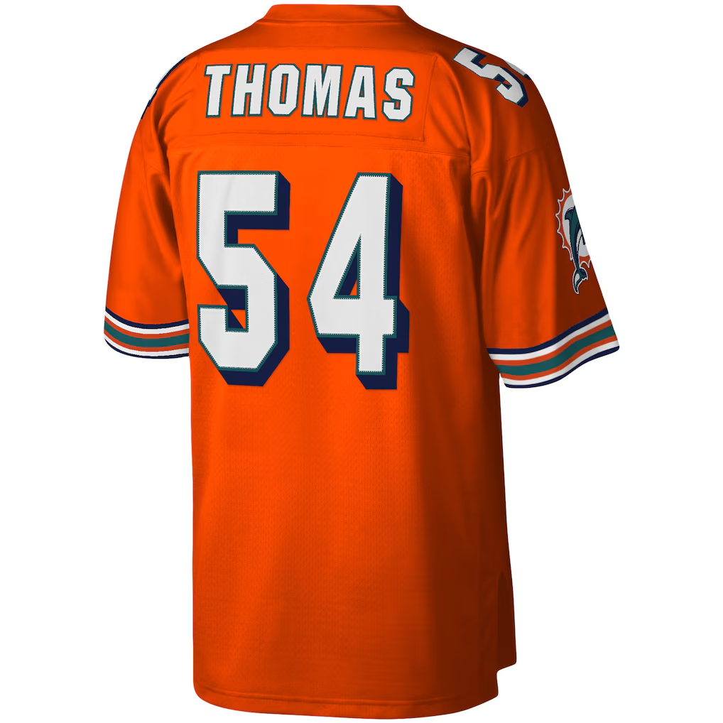 Choea M.Dolphins #54 Zach Thomas Mitchell & Ness Orange Legacy Replica Stitched Puhic Jersey