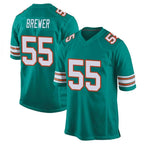 Choea M.Dolphins #55 Aaron Brewer Player Aqua Alternate Home Game Stitched Jerseys
