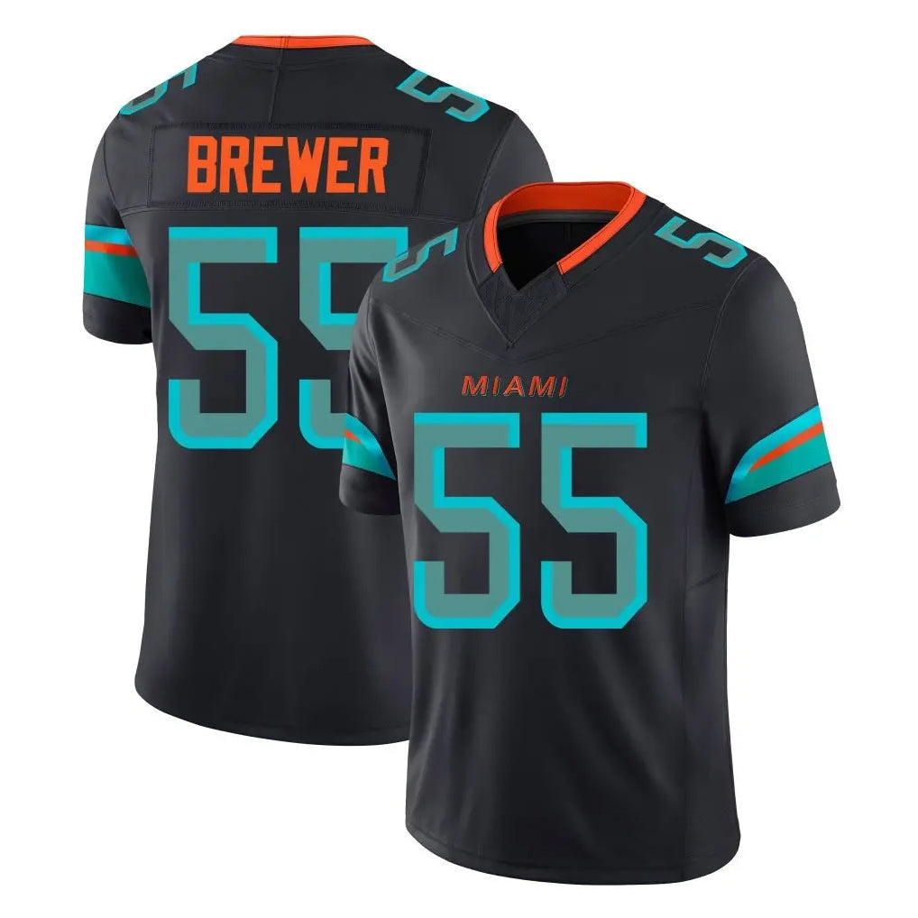 Choea M.Dolphins #55 Aaron Brewer Player Black Limited Pitch Rivalries Collection Home Game Stitched Jerseys