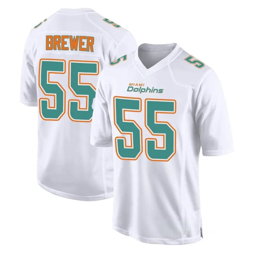 Choea M.Dolphins #55 Aaron Brewer Player White Fashion Home Game Stitched Jerseys