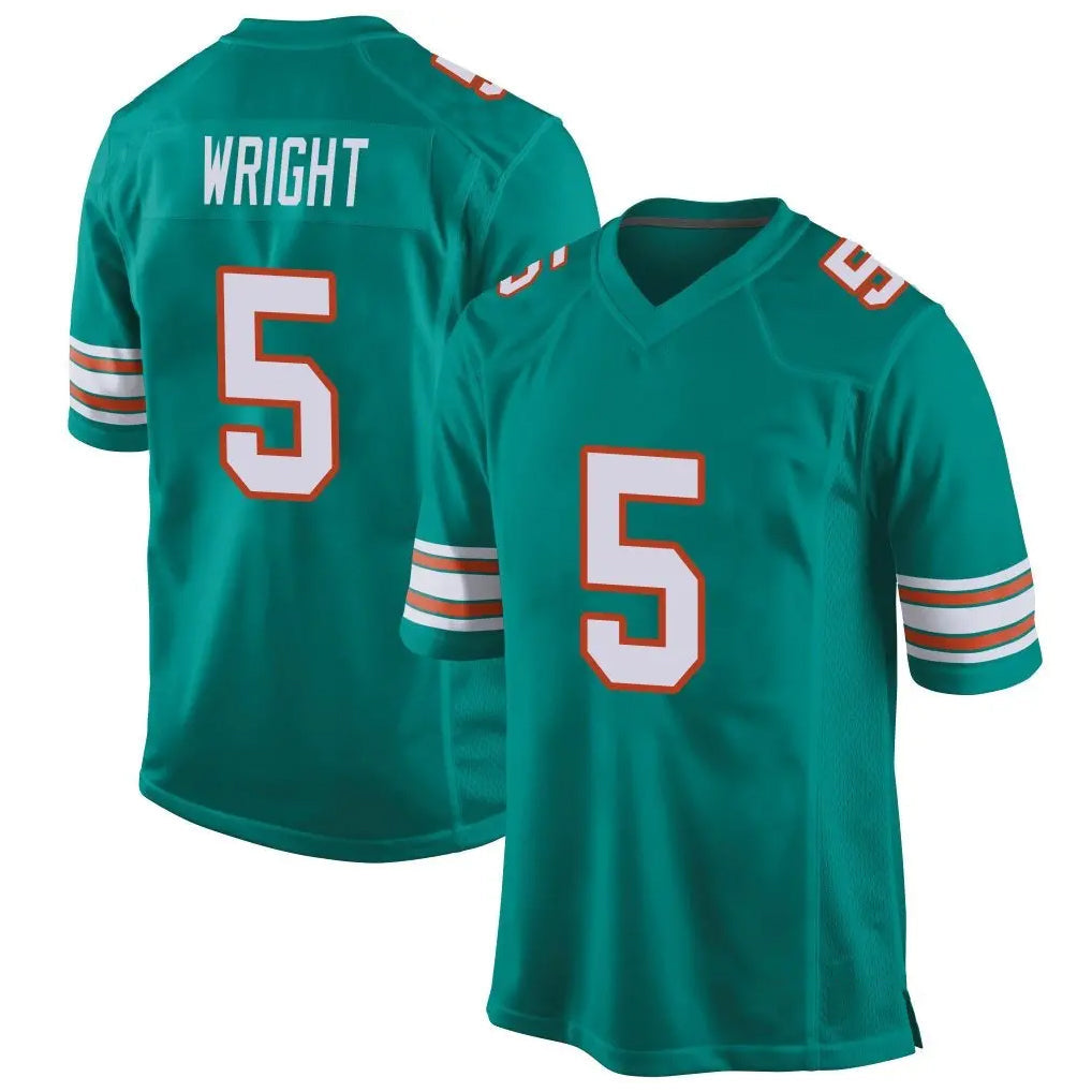 Choea M.Dolphins #5 Jaylen Wright Player Aqua Alternate Home Game Stitched Jerseys