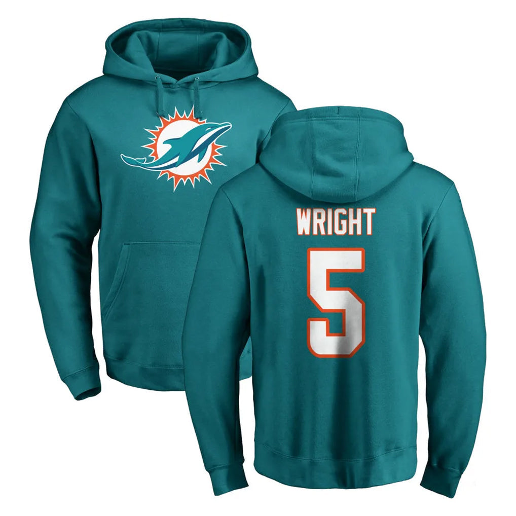 Choea M.Dolphins #5 Jaylen Wright Player Aqua LOGO Pullover Hoodies Limited Stitched Jerseys