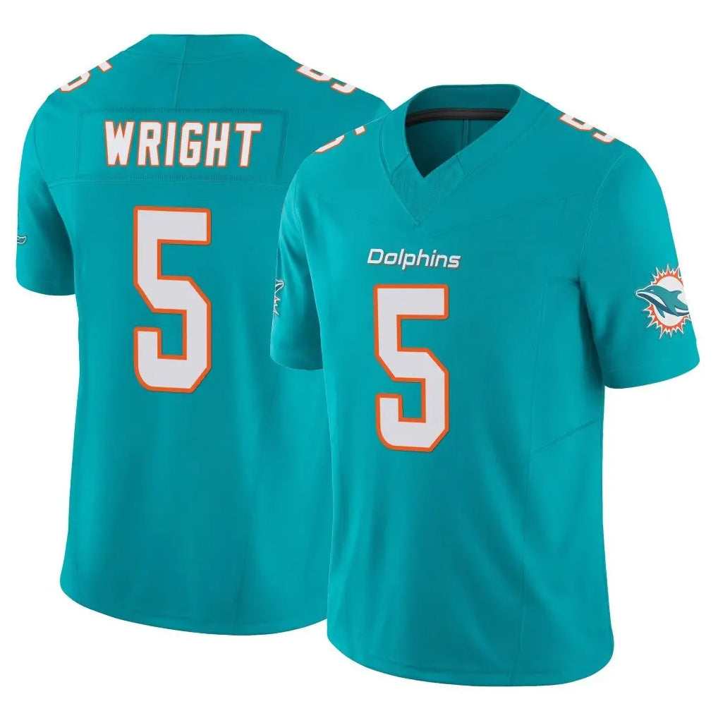 Choea M.Dolphins #5 Jaylen Wright Player Aqua Limited Vapor F.U.S.E. Home Game Stitched Jerseys