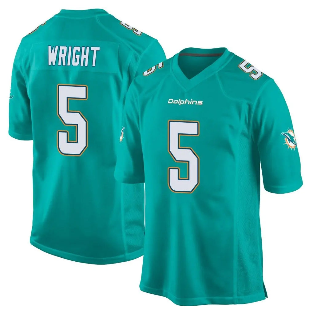 Choea M.Dolphins #5 Jaylen Wright Player Aqua Team Color Home Game Stitched Jerseys