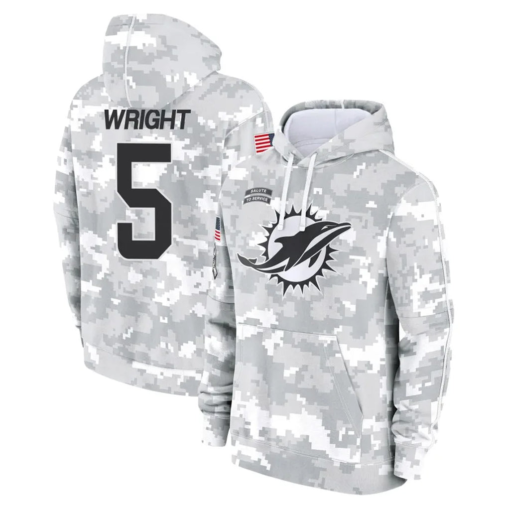 Choea M.Dolphins #5 Jaylen Wright Player Arctic Camo Salute to Service Hoodies Limited Game Stitched Jerseys