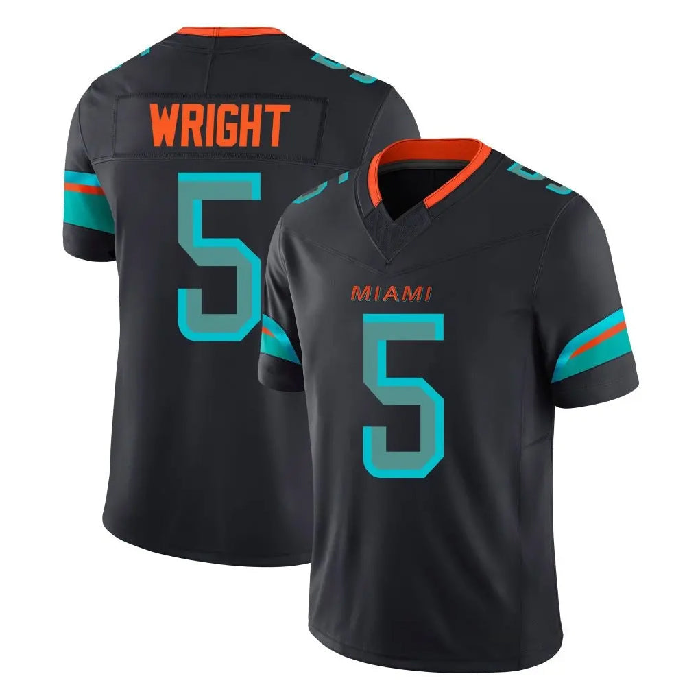 Choea M.Dolphins #5 Jaylen Wright Player Black Limited Pitch Rivalries Collection Home Game Stitched Jerseys