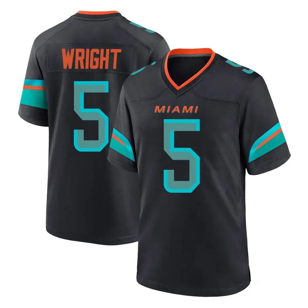 Choea M.Dolphins #5 Jaylen Wright Player Black Pitch Rivalries Collection Home Game Stitched Jerseys