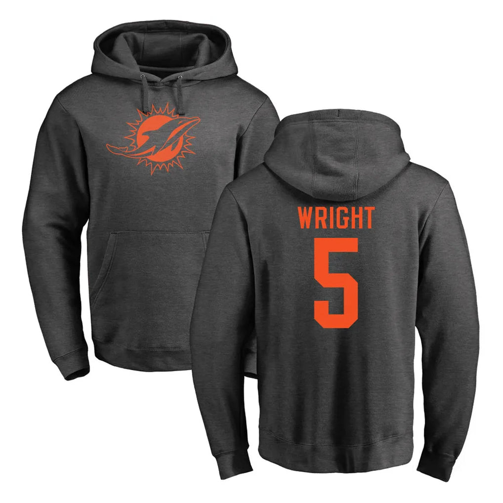 Choea M.Dolphins #5 Jaylen Wright Player Darkgray Pullover Hoodies Limited Stitched Jerseys