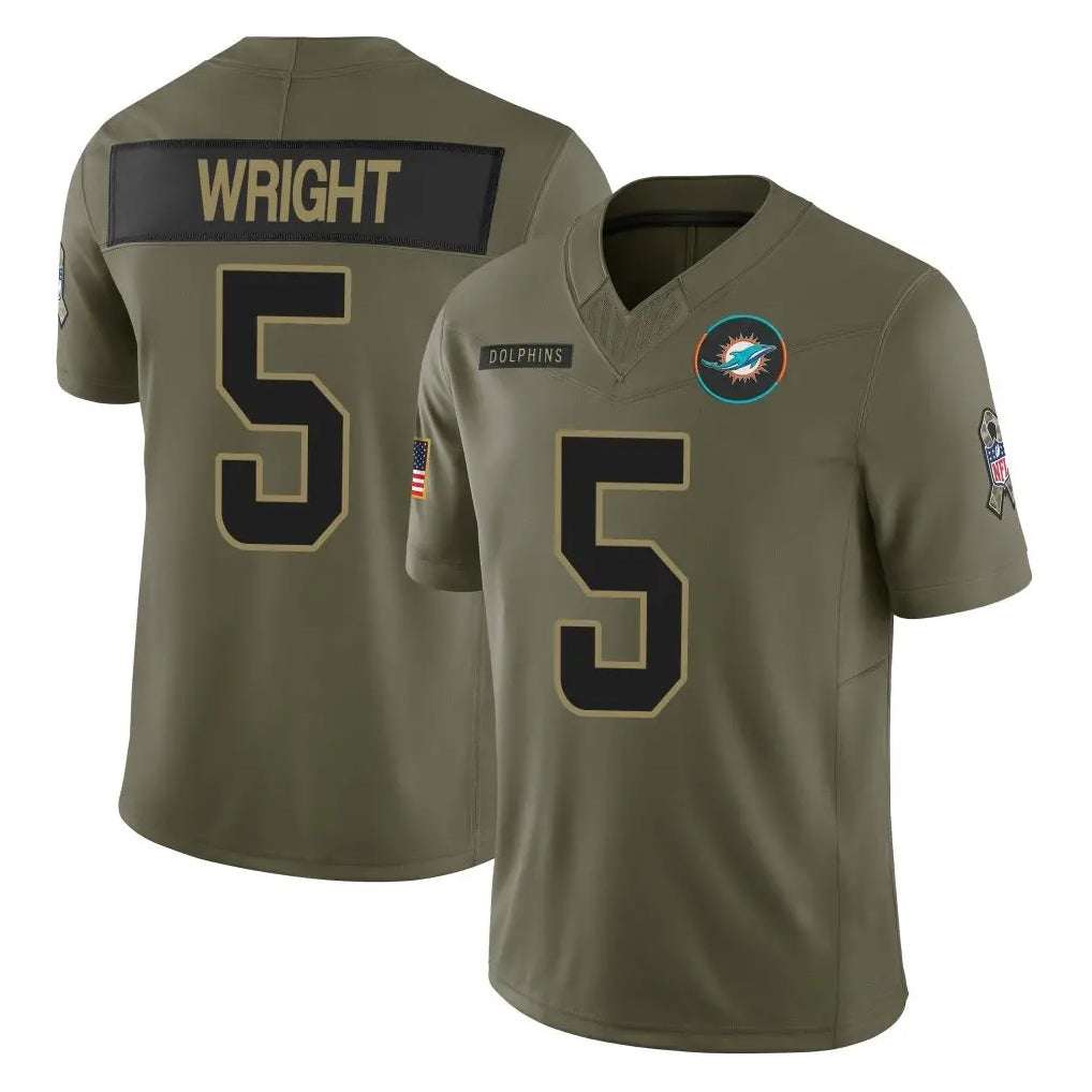 Choea M.Dolphins #5 Jaylen Wright Player Olive 2025 Salute To Service Limited Game Stitched Jerseys