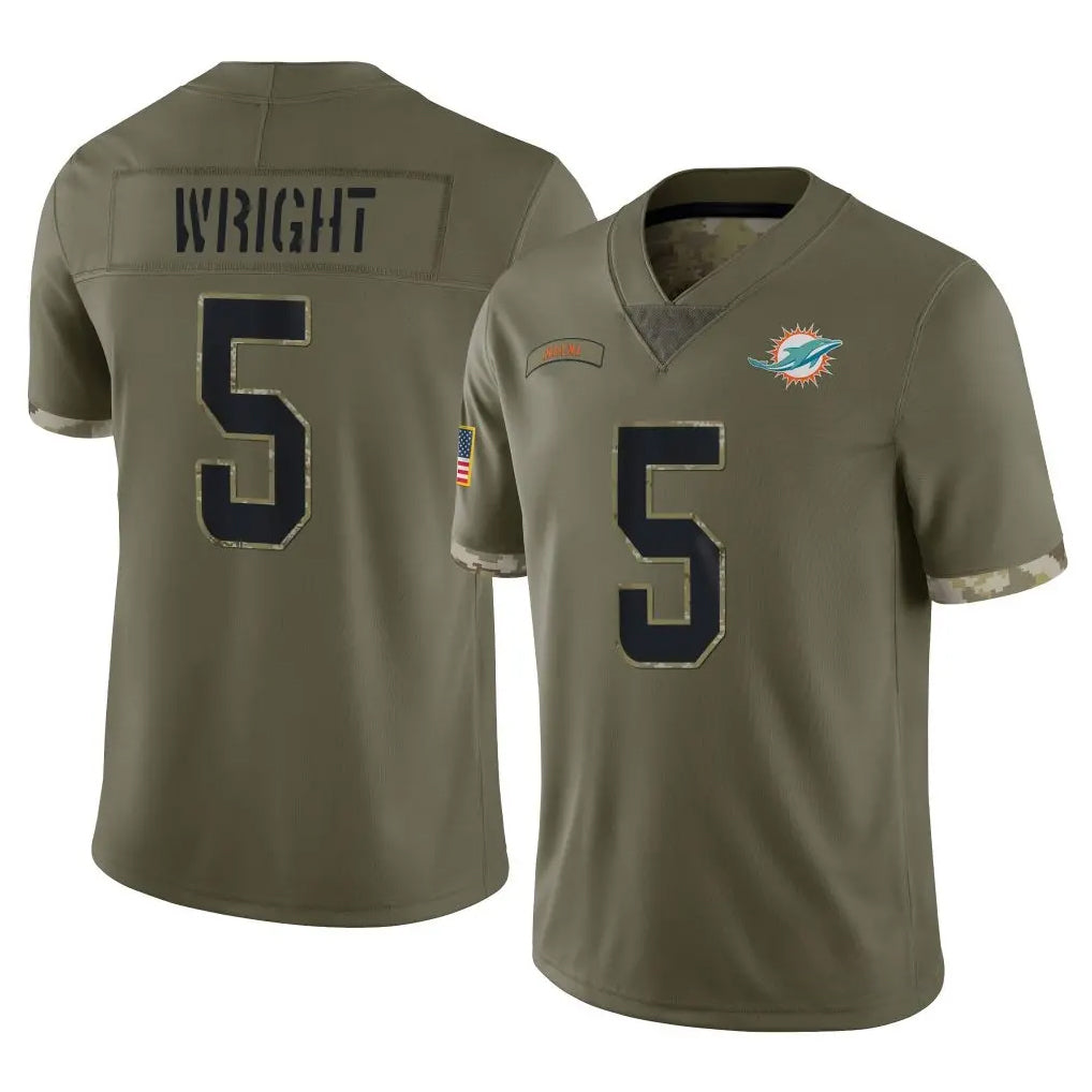 Choea M.Dolphins #5 Jaylen Wright Player Olive Salute To Service Limited Stitched Jerseys