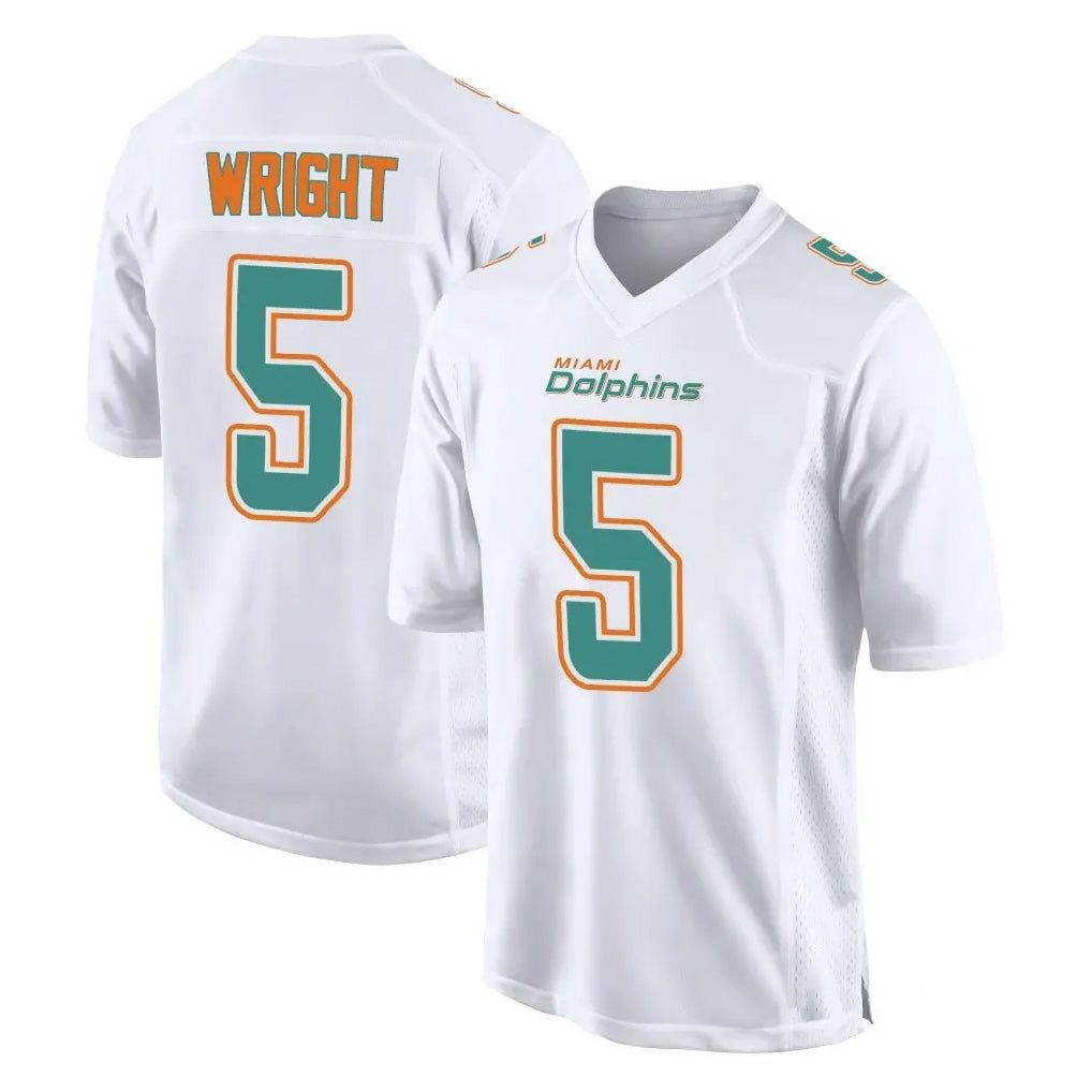 Choea M.Dolphins #5 Jaylen Wright Player White Fashion Home Game Stitched Jerseys