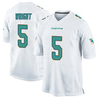 Choea M.Dolphins #5 Jaylen Wright Player White Home Game Stitched Jerseys