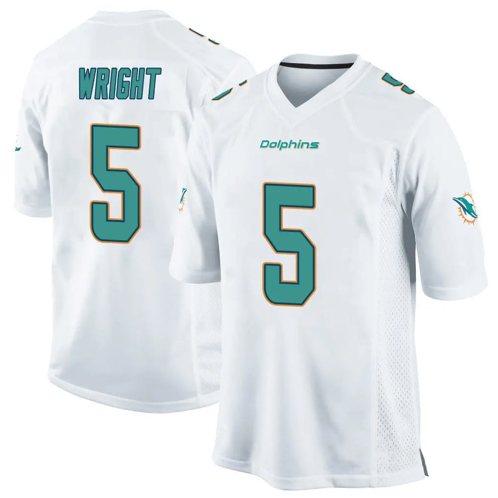 Choea M.Dolphins #5 Jaylen Wright Player White Home Game Stitched Jerseys
