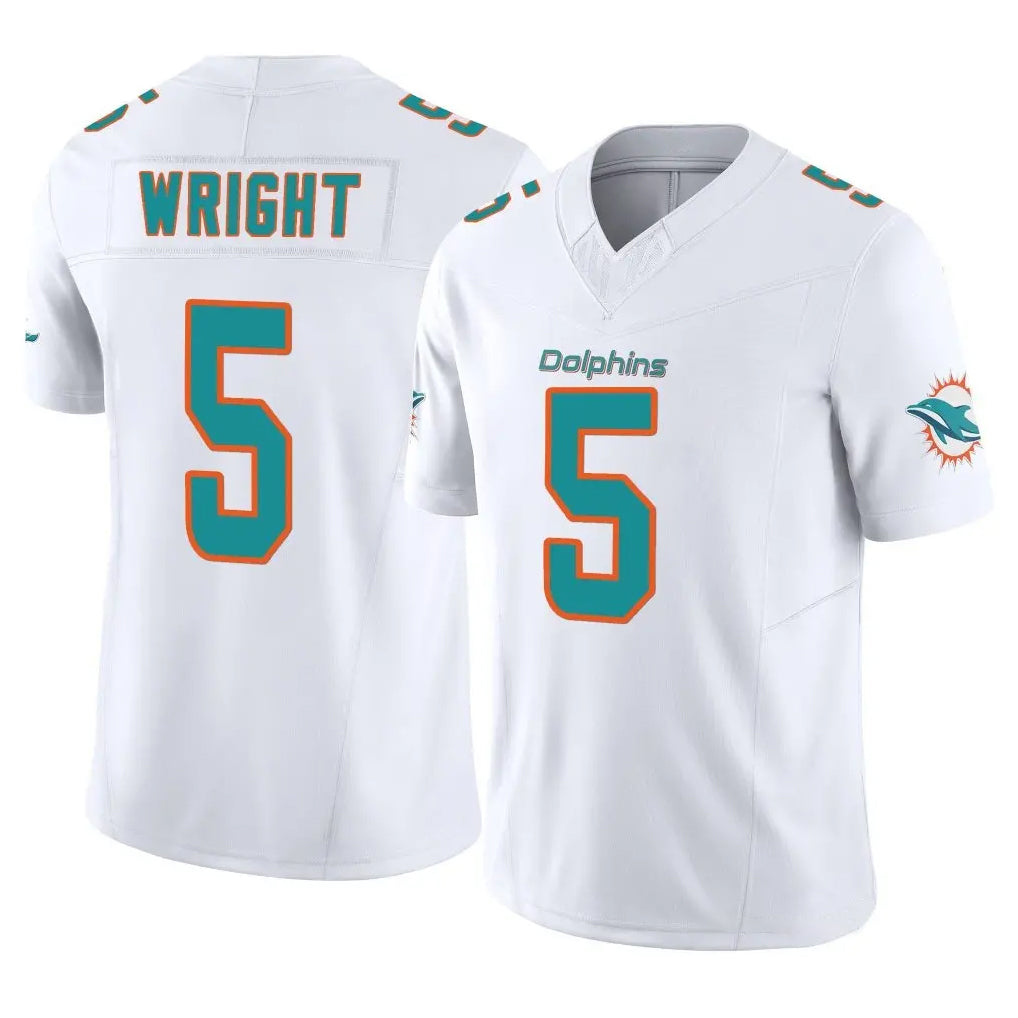 Choea M.Dolphins #5 Jaylen Wright Player White Limited Vapor F.U.S.E. Home Game Stitched Jerseys
