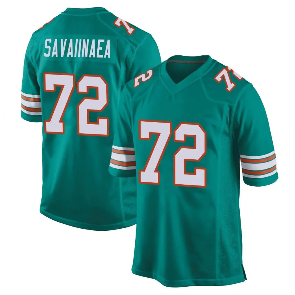 Choea M.Dolphins #72 Jonah Savaiinaea Player Aqua Alternate Home Game Stitched Jerseys
